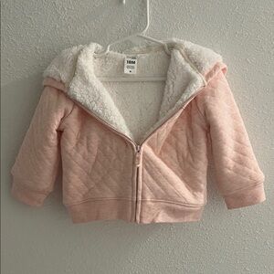Pink Quilted Jacket with White Fleece Lining